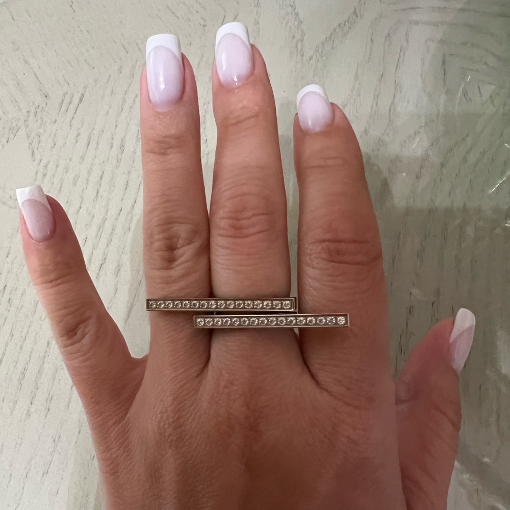 sterling silver cubic zirconia double ring